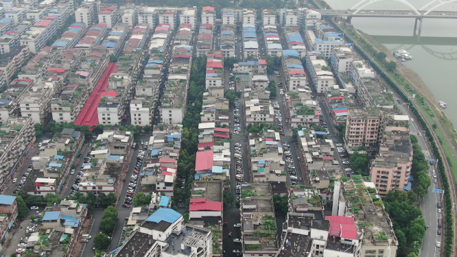 城市航拍密集住宅小区航拍