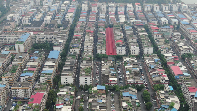 城市航拍密集住宅小区航拍