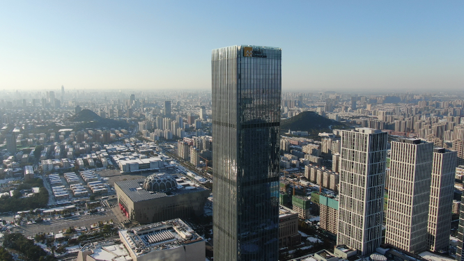 城市航拍山东济南万象城CBD