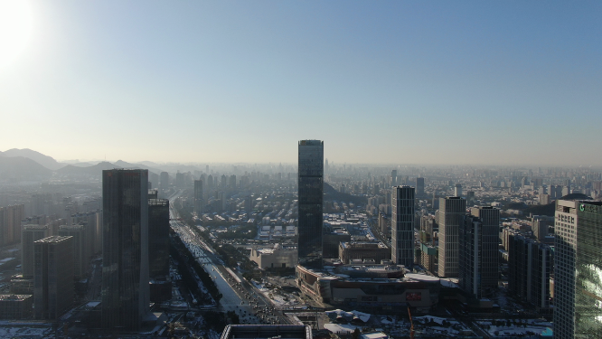 城市航拍山东济南万象城CBD