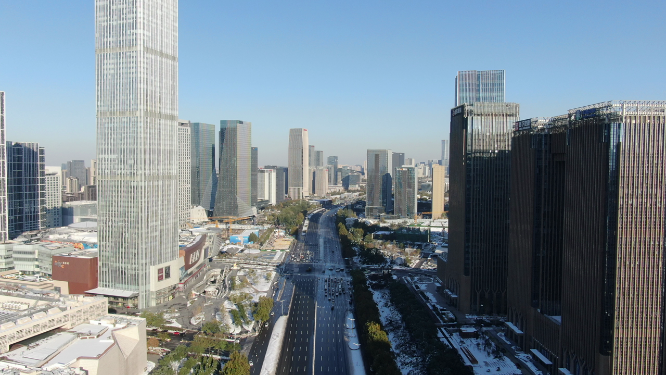 城市航拍山东济南奥体中心经十路交通