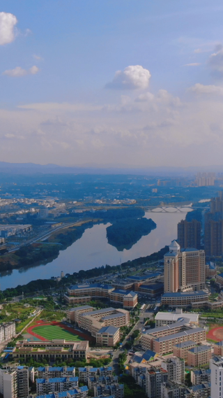 城市航拍广东东莞城市风光