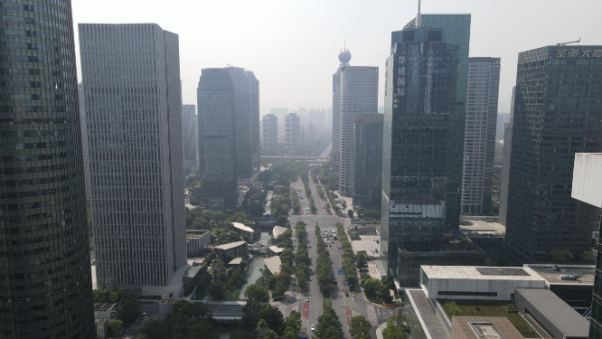 城市航拍杭州钱江新城CBD建筑