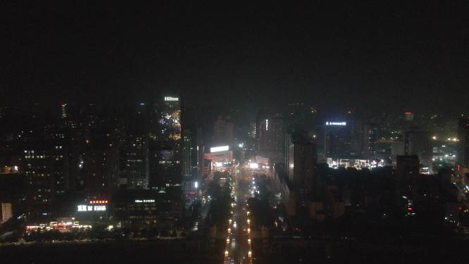 城市航拍株洲城市夜景交通