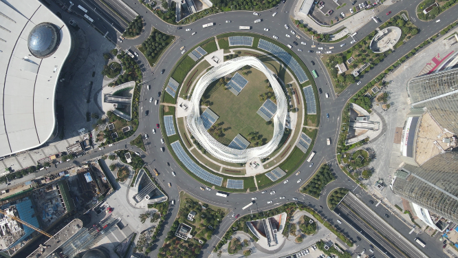 城市航拍武汉光谷广场地标建筑