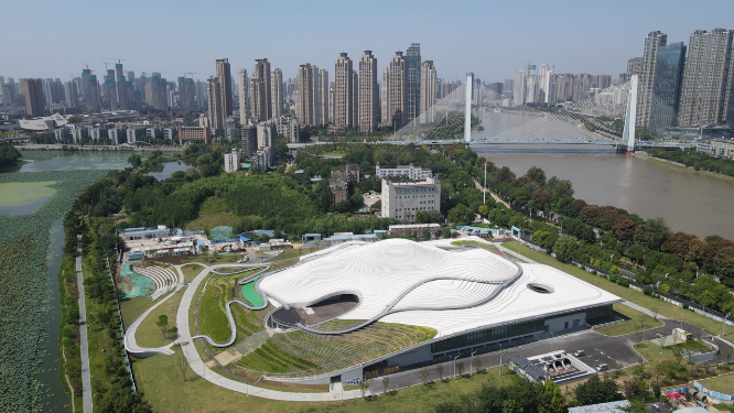 城市航拍武汉琴台文化艺术中心