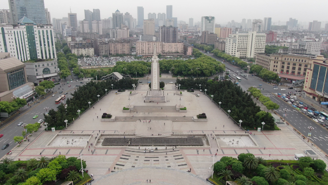城市航拍江西南昌八一广场地标建筑