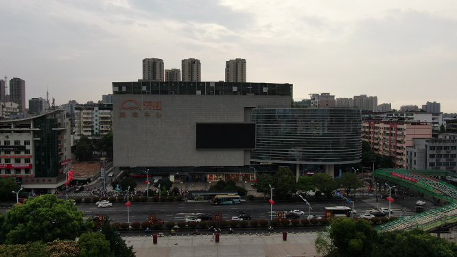 城市航拍江西吉安购物商业圈航拍视频