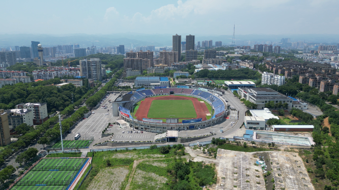 城市航拍湖北宜昌体育馆