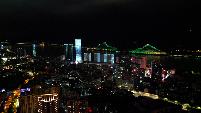 城市航拍湖北宜昌城市夜景万家灯光