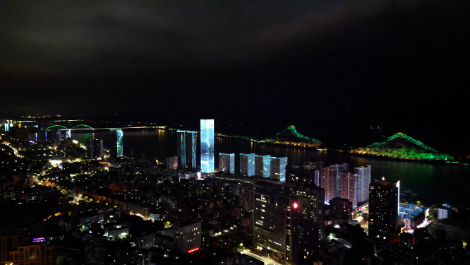 城市航拍湖北宜昌城市夜景万家灯光