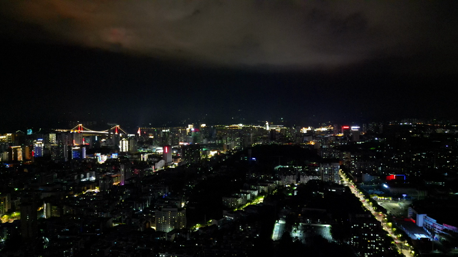 城市航拍湖北宜昌城市夜景万家灯光