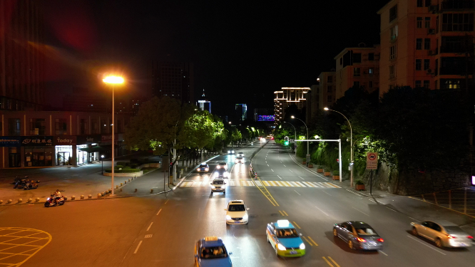 城市航拍湖北宜昌城市夜景万家灯光