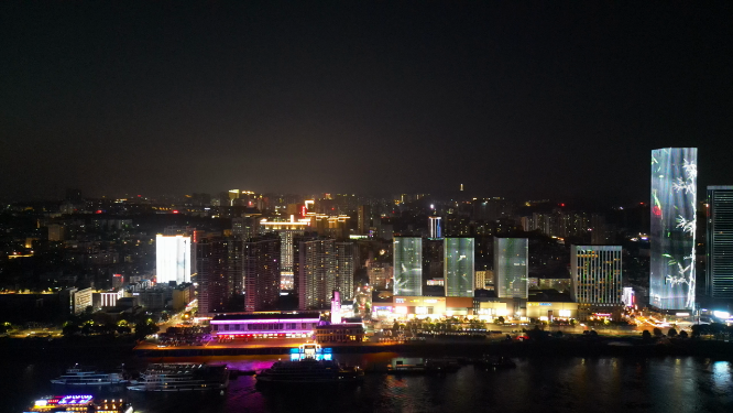 城市航拍湖北宜昌城市夜景灯光