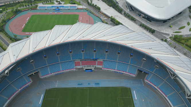 城市航拍湖北宜昌奥林匹克中心体育馆