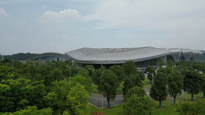 城市航拍湖北宜昌奥林匹克中心体育馆