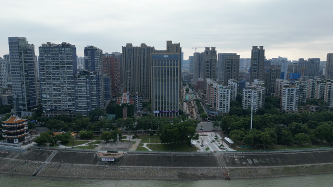 城市航拍湖北宜昌密集高楼建筑