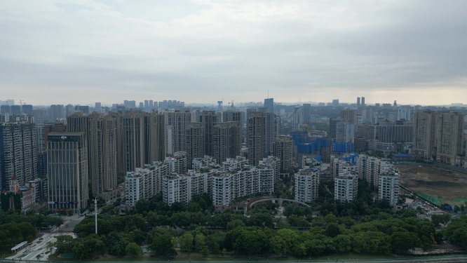 城市航拍湖北宜昌密集高楼建筑
