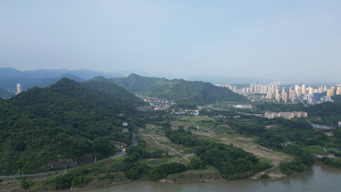 城市航拍湖北宜昌磨基山森林公园