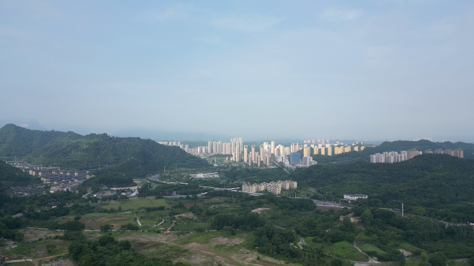 城市航拍湖北宜昌磨基山森林公园