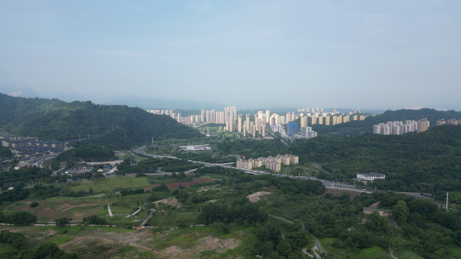 城市航拍湖北宜昌磨基山森林公园