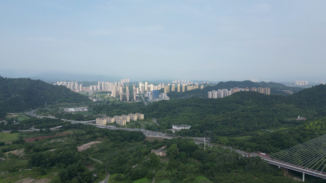 城市航拍湖北宜昌磨基山森林公园