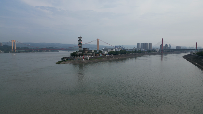 城市航拍湖北宜昌至喜长江大桥