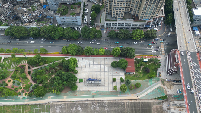 城市航拍湖北宜昌长江风光带