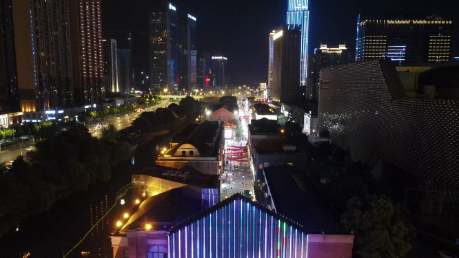 城市航拍湖北武汉黄鹤楼夜景灯光