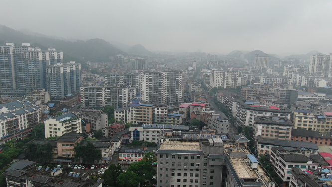 城市航拍湖南城步全景