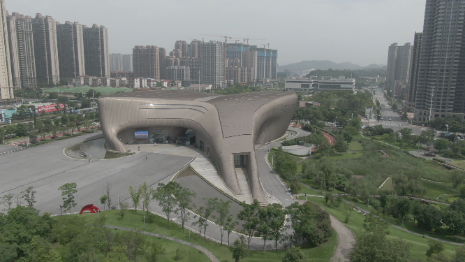 城市航拍湖南株洲博物馆