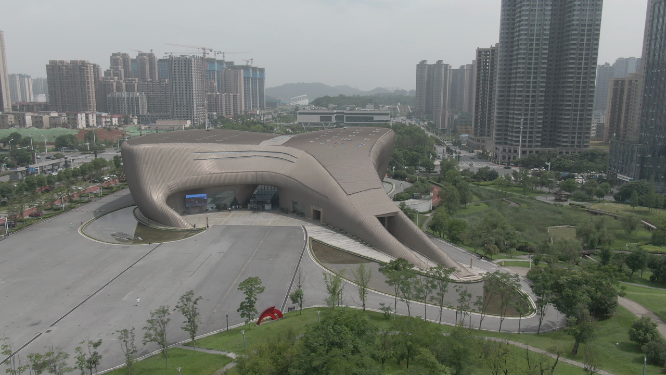 城市航拍湖南株洲博物馆