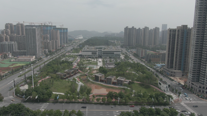 城市航拍湖南株洲市民中心