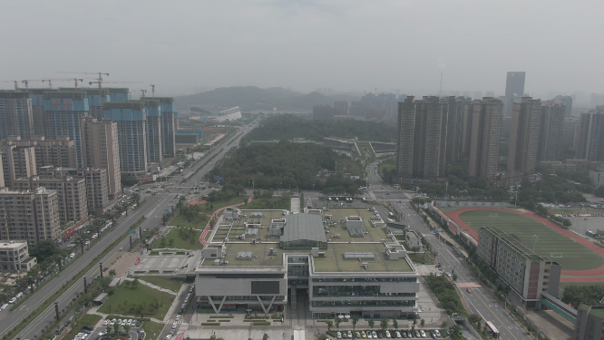 城市航拍湖南株洲市民中心