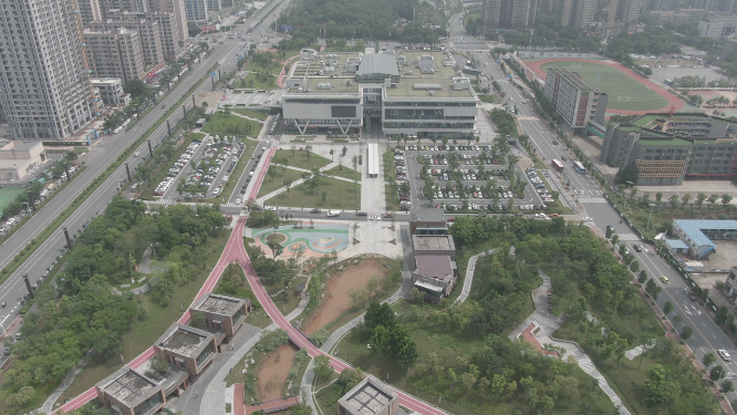 城市航拍湖南株洲市民中心