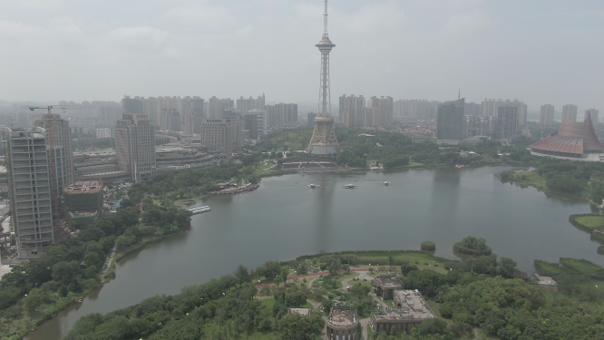 城市航拍湖南株洲神龙坛地标建筑