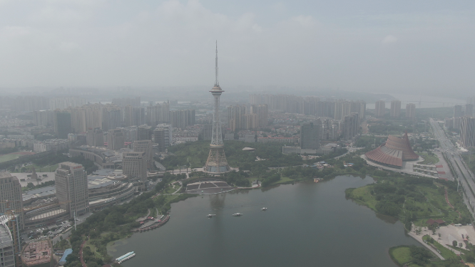 城市航拍湖南株洲神龙坛地标建筑
