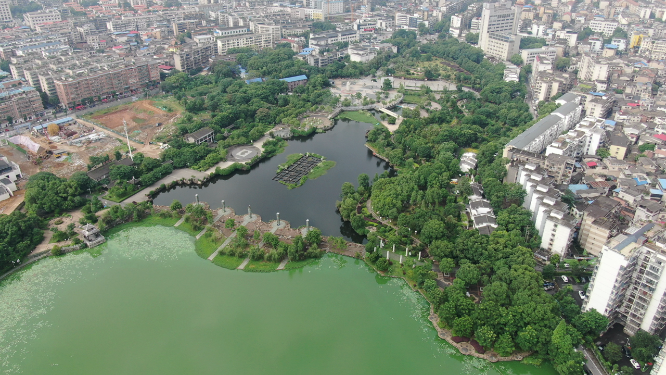 城市航拍湖南湘潭齐白石公园航拍