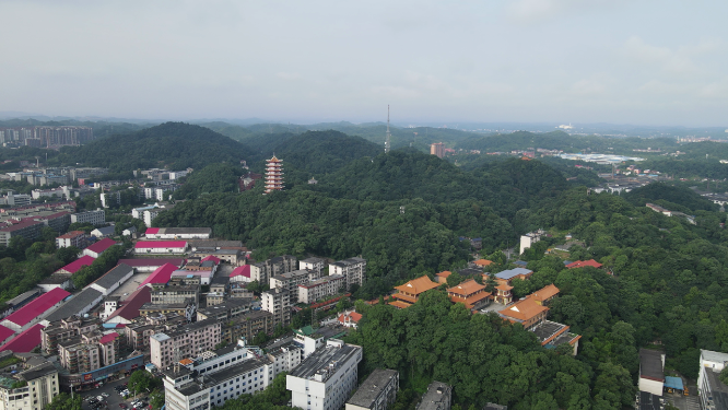 城市航拍湖南益阳会龙公园 