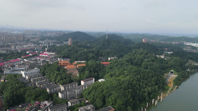 城市航拍湖南益阳会龙公园 