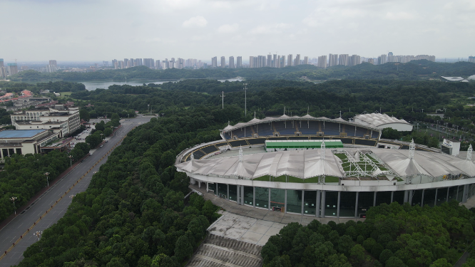 城市航拍湖南益阳体育中心