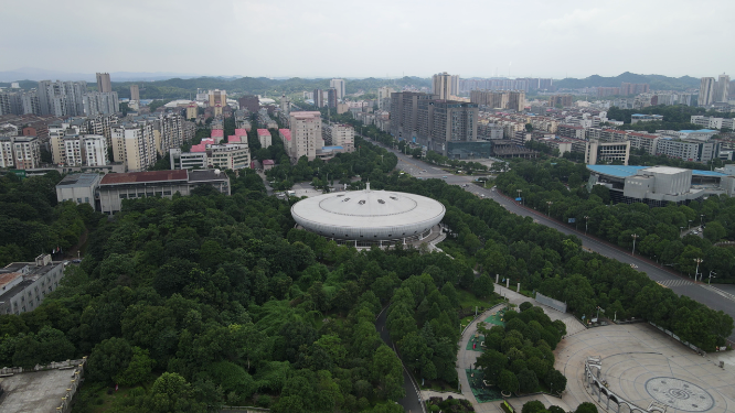城市航拍湖南益阳体育中心