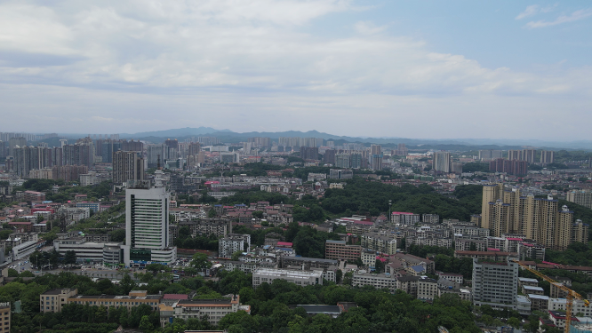 城市航拍湖南益阳城市全景