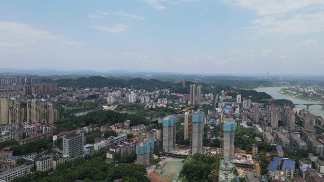 城市航拍湖南益阳城市全景