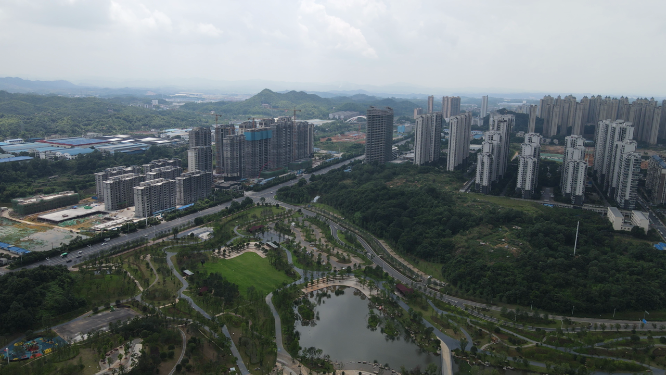 城市航拍湖南益阳城市建设