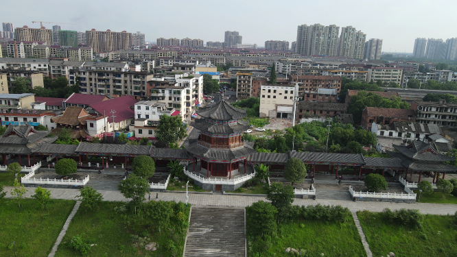 城市航拍湖南益阳文昌阁地标