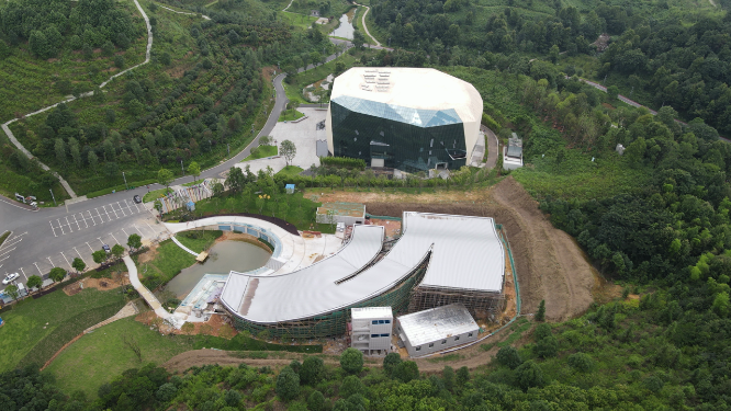 城市航拍湖南益阳清溪剧院地标