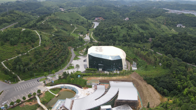城市航拍湖南益阳清溪剧院地标