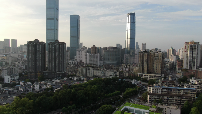 城市航拍湖南第一高楼九龙仓国金中心