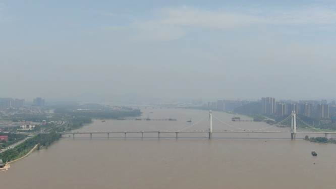 城市航拍湖南长沙三汊矶大桥地标